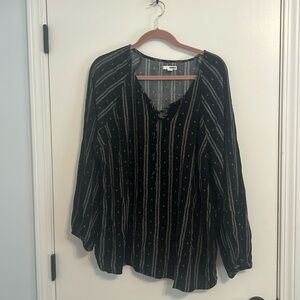 Black patterned boho blouse